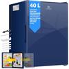 KESSER® Minifrigo, Capacità minibar 40 litri, Silenzioso 22db, Camera da letto, Cerniera porta frontale in vetro, circa 4°-16°C Altezza 57cm, Illuminazione interna, Blu navy