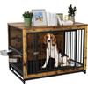 LIFERUN Gabbia per Cani da Interno, 93x64x58 cm, Kennel cane Medio Piccolo, Casetta per Cani con 2 Ciotole e Porte per Cani, con Vassoio Estraibile, Gabbia per Cani di Piccolo Media fino a 40 kg, Colore Legno
