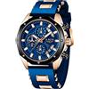 LIGE Orologio da uomo, alla moda, cronografo in acciaio inossidabile, impermeabile, analogico, al quarzo, luminoso, quadrante sportivo, classico, blu, 8.07, cinturino, blu, 8.07, Cinghia