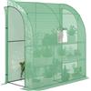 Outsunny Serra da Parete con 2 Ripiani per Piante e Fiori in Acciaio e PE, 200x100x215cm - Verde|Aosom