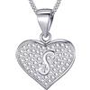 MASADA Collana in Argento 925 - Ciondolo Lettera S a forma di cuore Iniziale con Pietre Zircone - Iniziali Nome per Donna Ragazza - Catena 46 cm Confezione Borsa in Velluto