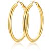 FindChic Orecchini Cerchio Oro in Acciaio Inossidabile Orecchini Cerchio Donna a Cerchio Grande 60mm Placcato Oro Regalo per Donna