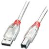 Lindy 41750 Cavo USB 2.0 Tipo A/B Trasparente, 0.2m