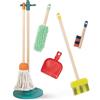 B. toys - Pulire e giocare - Set per la pulizia dei bambini - Giocattolo in legno - Kit di giochi di finzione per bambini e ragazzi - Scopa, mocio, spazzola, paletta, spolverino - 2 anni +