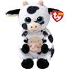 Ty Beanie Bellies - Herdly la Mucca con gli Occhioni Azzurri Glitter, gli Animaletti di Peluche con il Pancino Morbido Originali Ty - 20 Cm - T41287