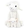 Les Déglingos Les PTIPOTOS by Peluche Maman Bebe - Douce - Regalo Nascita - OLOU Pecora Mamma & Bebe Bianco - 24 cm