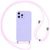 Vauki Cover per iPhone 12 Pro con Cordino, Silicone Custodia con Laccio Collana Tracolla, Antiurto Ultra-Sottile Protettiva Cellulare Case per iPhone 12 Pro, Viola