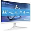 PHILIPS Evnia 32M2C5501 - Monitor gaming curvo QHD da 32 pollici, 180 Hz, 1 ms GtG, FreeSync Premium (2560x1440, 2x HDMI 2.0, 1x DisplayPort1.4) bianco
