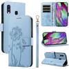 Bravoday Cover per Samsung Galaxy A40, Custodia in PU Pelle Portafoglio Flip Schede con Slot per Carte, Magnetica Antiurto Cover per Galaxy A40, Azzurro