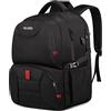 HILUSEN Zaino Uomo Grande 50L, Porta PC 17.3 Pollici Lavoro Impermeabile Pranzo Zaino con Caricatore USB, Laptop Computer Notebook Zaini per PC Portatili Viaggio Ufficio Scuola Università-Nero