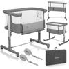 Lionelo Aurora - Lettino 3 in 1 per bambini dalla nascita a 9 kg, altezza e inclinazione regolabili, materasso, 4 ruote bloccabili, pannelli in rete traspirante, portatile, lavabile, borsa per il