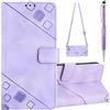 Grandoin Cover per iPod Touch 7/6/5 con Cordino, Custodia a Portafoglio in Pelle per iPod Touch 7/6/5 con Collana Laccio Tracolla, Slot Schede Supporto Stand Flip Caso Cover a Libro (Viola)