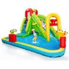 GYMAX Castello Gonfiabile per Bambini con Scivolo, Parete da Arrampicata e Piscina, Carico 160kg, Secco & Acqua, Parco Acquatico Gigante da Giardino con Paletti e Borsa, 400 x 335 x 230 cm