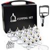 Daipaoer 22 coppette con pompa a vuoto, set di coppette con scatola portaoggetti, coppette per tensione e rilassamento muscolare, set per tutto il corpo, coppettazione in vetro con calamite per punti di