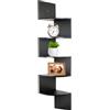 edihome, Libreria Angolare, Scaffale da Parete, 5 Ripiani, 123 x 19,2cm, Legno Natural, Mensole da Muro Design, Cucina, Camera (Nero)