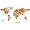 Creawoo Mappa del mondo 3D multistrato, decorazione da parete, biglietto da viaggio multicolore in legno, 100 x 57 cm