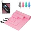 Jokisa Asciugamano Microfibra Set di 3, (200 x 100 cm, asciugamano grande + 140 x 70 cm, asciugamano sportivo medio + asciugamano piccolo 80 x 40 cm) per Fitness, Sauna, Spiaggia, Viaggi (Rosa)