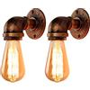 FIRVRE 2 Pack Applique da Parete Industriale Luce Steampunk Vintage Lampade da Parete Ruggine Tubo in Metallo Decorazione da Parete in Stile Loft per Ristorante Cafe Bar