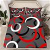 Homemissing Set di lenzuola geometriche rosso grigio nero geometria lenzuolo con angoli per bambini ragazzi ragazze Decor Circle Set di biancheria da letto astratta arte moderna copripiumino tasca profonda camera