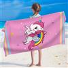 LXTOPN Telo mare unicorno, telo mare in microfibra, per ragazze, 80 x 160 cm, asciugamano per bambini, asciugamano da bagno, asciugamano da doccia ad asciugatura rapida, con bottoni ed elastico