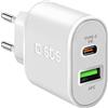 SBS caricabatterie da parete 20W a ricarica ultra rapida power delivery, con 1 porta USB-C e 1 USB, caricatore da muro per iPhone, Samsung, Oppo, Xiaomi, Huawei, e-reader, auricolari, tablet