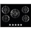 Generico PIANO COTTURA VETRO VETROCERAMICA NERO 75 CM INCASSO GAS METANO 5 FUOCHI GHISA