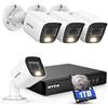 ANNKE 3K Lite DVR 8 Canali con Rilevamento AI Persone/Veicoli, 4x 1080p Visione Notturna a Colori Telecamere Kit Videosorveglianza CCTV Cablato con Hard Disk da 1TB, Avviso Email con Immagini, IP67