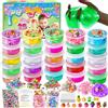 YOPINSAND 25 Colori Fai da Te Slime Kit Slime Making per Ragazze, Crystal Clear Slime, Glow in the Dark Slime con Sfere di Schiuma Aggiuntive, Charms, Glitter, Giocattolo Regalo per Bambini