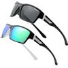 KeliSphere Occhiali da sole polarizzati sportivi per uomo e donna, protezione UV, ciclismo, corsa, Confezione da 2 nero/nero+nero e bianco/verde, 138mm