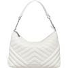 Armani Exchange Borsa a tracolla design imbottito a V, pelle sintetica bianca, cinturino a catena argento, bianco