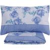SaRani Set Lenzuola Flanella Invernale Calda Morbida Sotto Sopra Federe Fantasia Floreale (Matrimoniale, Azzurro)