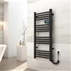 EMKE Termoarredo elettrico 96x40cm, 300W, Radiatore da bagno con display digitale, scaldasalviette elettrico bagno diritto (Nero)