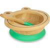 BIOZOYG Set con ciotola di bambù Rana I Ciotola con base a ventosa e cucchiaio - certificato FSC I Splendida scodella in legno di bambù per bambini - ciotola da pappa e muesli rotonda verde