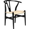 OZSSLJJ Wishbone Sedia Replica Nero e Naturale Sedia da Pranzo in Legno Sedia Accento Sedia Laterale