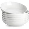 MALACASA Set di 6 Ciotole in Porcellana da 1250 ml, Ø 22,5 x 5 cm, Insalatiere Eleganti e Capienti, Ideali per Pasta, Zuppe, Insalate e Dessert, Bianco, Adatte al Microonde e alla Lavastoviglie
