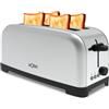 Solac Yé-Yé - Tostapane 1400W | 6 livelli di tostatura | 2 fessure extra lunghe a larghezza variabile | Funzioni Stop, Riscalda, Scongela | Vassoio raccogli briciole | Acciaio inox