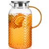 PARACITY Brocca in Vetro 1.9 L, Caraffa per Acqua in Vetro Borosilicato Alto con Coperchio e Beccuccio, Design a Foro Largo per Una Facile Pulizia, Adatta per Bevande Fredde/Caldo, Caffè, Latte