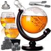 Retoo Set di caraffa per whisky, decanter a forma di globo con due bicchieri, set regalo per uomini, regalo di compleanno per uomini, accessori alcolici, 850 ml, 9 pietre da whisky