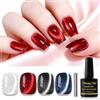 Shining She Smalto Semipermanente Unghie Magnetico,4 Colori Cat Eye Gel Polish Bianco Rosso Nero Blu Smalti Semipermanenti per Unghie Soak-Off UV per Nail Salon Studio, 8ML