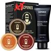 LEPONIX Set da barba per uomini, 3 saponi da barba e legno di sandalo, crema da barba per schiuma da barba, rasatura liscia e bagnata per uomini, legno di sandalo/cedro/arancio dolce set regalo uomo