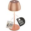 BRILONER - Mini lampada da tavolo LED senza fili IP44 con bordo luminoso, touch dimmer, lampada da comodino ricaricabile, vincitore del German Design Award 2025, 8,5x20 cm, color rame