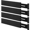 Ryqtop Divisori per cassetti in bambù, organizer per cassetti da cucina, divisori regolabili per vestiti, cucina, comò, camera da letto, bagno e ufficio, confezione da 4 (30-43 cm), nero