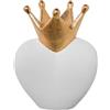DRW Figura di un cuore con corona di ceramica in bianco e oro 25x20x32cm