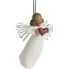 Willow Tree with Love Ornament, You are Loved, figura di pelle più scura tiene cuore rosso in gesto d'amore e premurosa cura, angelo scolpito dipinto a mano