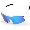 UVTQSSP TR90 Occhiali sportivi da ciclismo da uomo e donna, protezione UV400, occhiali da sole sportivi, visione HD, ultra leggeri, per mountain bike, bici da corsa, ciclismo, corsa, montatura bianca
