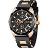 LIGE Orologio da uomo alla moda, cronografo in acciaio inossidabile, impermeabile, analogico, al quarzo, luminoso, grande quadrante sportivo classico, orologio nero, oro 8.07, cinturino, Nero dorato,