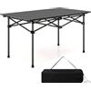 FANTASK Tavolo da campeggio pieghevole con piano arrotolabile, tavolo pieghevole da giardino con piano in alluminio per 4 persone