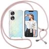ISOI Cover con Cordino per Honor 90, Custodia Trasparente con Collana Tracolla Laccio Collo Ultra Sottile Morbido TPU Silicone Antiurto AntiGraffio Antiscivolo Case, Rosa