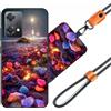 JEZSTHAI Cover Compatibile con OnePlus Nord CE 2 Lite 5G Custodia in Silicone TPU Morbido con Cordino/Laccio Tracolla Cellulare,Antiurto AntiGraffio Protettiva Case con Disegno Motivi,Cover*A09