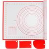 Alyvisun Spianatoia per Impastare Silicone, 60 x 40 cm Tappetini Stendipasta Antiscivolo Tappetino Silicone Riutilizzabile Cucina Accessori Per Biscotti, Impasti, Pizza (Rosso + 3 Raschietti)